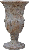 Vintage European Giant Garden Urn Planter, Decorative Cement and Fiber Flower Pot, Make Rust Finished, Wrap Foam Safely Delivered from Local Warehouse (Vintage, Large)