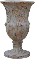 Vintage European Giant Garden Urn Planter, Decorative Cement and Fiber Flower Pot, Make Rust Finished, Wrap Foam Safely Delivered from Local Warehouse (Vintage, Large)
