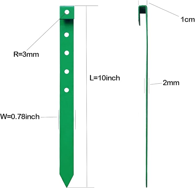 24Pcs Metal Garden Landscape Edging Stakes Green,10in anchoring Stakes Landscape Anchoring Spikes for Terrace Board, Garden Liner, Landscape Edging Coil,Bender Board,Grass Barrier