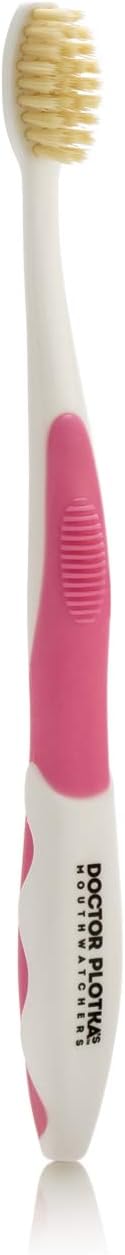 MOUTHWATCHERS Soft Flossing Toothbrushes for Kids, Pink, Ultra Clean Manual Toothbrush for Sensitive Teeth & Gums, by Dr. Plotka