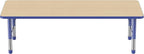 FDP Rectangle Activity School and Classroom Kids Table (30 x 72 inch), Chunky Toddler Leg, Adjustable Height 15-24 inches - Maple Top and Blue Edge