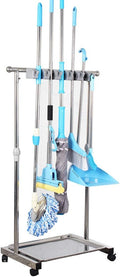 movable mop broom holder put wet mops floor standing cleaning tool rack stainless for schools, hospitals, factories, hotels, restaurant, etc.