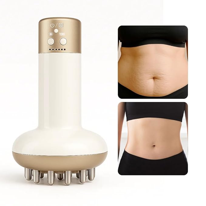Lymphatic Drainage Massager & Anti Cellulite Massage Tool, Reduce Stretch Marks & Cellulite, for Legs, Arms & Belly, Body Sculpting Machine with Microcurrent, Light, Heat & Vibration,White