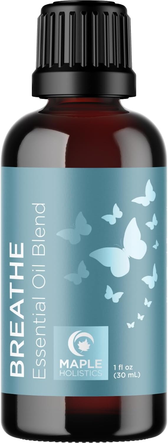 Breathe Essential Oil for Diffuser - Invigorating and Refreshing Breathe Essential Oil Blend with Eucalyptus Peppermint Tea Tree and Mint for Diffusers for Home and Shower Aromatherapy (1 Fl Oz)