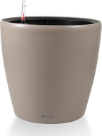 Dexceder 18x17 Self Watering Planter with Wheels Indoor Outdoor, Inner Pot Design, Thickened Large Floor Standing Flower Plant Pot with Water Level Indicator (Taupe Matte)