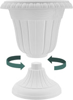 PL00CW Classic Traditional Plastic Urn Planter Indoor/Outdoor, 16" x 18", White Wash
