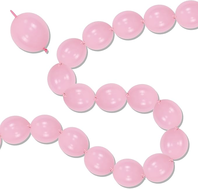Pastel Pink Linking Balloons, 100PCS 6 Inch Small Baby Pink Link Balloons for Making Balloon Wall Heart Arch, Quick Linked Balloon for Girls Wedding Birthday Baby Shower Valentine's Party Decorations