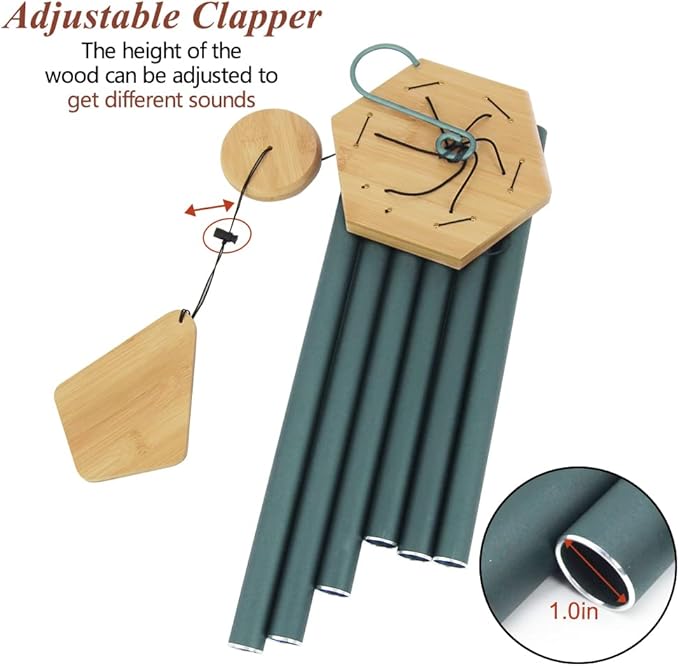 Wind Chimes Outdoor Deep Tone, 36 Inches Large WindChimes Outdoor Sympathy Windchime for Mom/Housewarming/Christmas, Garden Chimes for Outside Decoration. Green