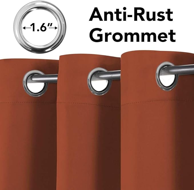 H.VERSAILTEX Blackout Curtains for Bedroom Thermal Insulated Room Darkening Living Room Curtains 84 Inch Long Grommet Privacy Protection Window Curtain Panels/Drapes for Nursery,2 Panels,Orange