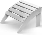 GREENVINES Adirondack-Ottoman | HDPE Plastic | Outdoor Footrest | All Weather | Foot Rest | Foot Stool | White | for Adirondack Chair | for Patio Backyard Pool