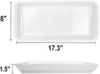 Long Melemine Serving Tray, 17.3x8x1.5 in Serving Platters and Trays for Appetizer, Charcuterie, Bread, Fruit, Dessert, Set of 2, White