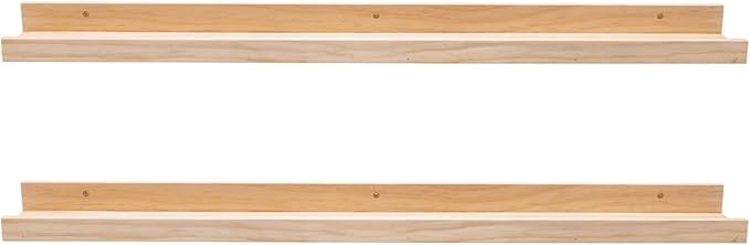 AZSKY Floating Shelves Wall Mounted Set of 2 Natural Wood Picture Shelves Wall Shelves for Bedroom Bathroom Living Room Kitchen Laundry Room Storage & Decoration 24 Inch