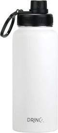 DRINCO Stainless Steel Water Bottle Spout Lid Vacuum Insulated Double Wall Water Bottle Wide Mouth (40oz 32oz 22oz 18oz 14oz) Leak Proof Keeps Cold or Hot (32 oz, 32oz Artic White)