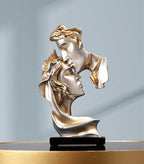 Couples Kiss Sculpture,Abstract Art Couple Sculpture Home Furnishing Resin Statue Decoration Romantic Statue Used for Home Decoration, Wedding, Gift. (Grey)