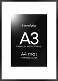 Homeforia A3 Picture Frame Black, High End Metal 11.7 x 16.5 inch Poster Frames with Mat 8.3 x 11.7 for Photo, A3 Size Frames Matted to A4 Print, 11.7x16.5 Wall Hanging Frame, Tempered Glass, Set of 1