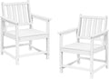 Patio Dining Chair Set of 2, HDPE Outdoor Dining Chair, Ergonomic HDPE Dining Chairs with Deep Seating, All Weather Outdoor Chairs Furniture for Backyard, Deck, Garden, Poolside, Pearl