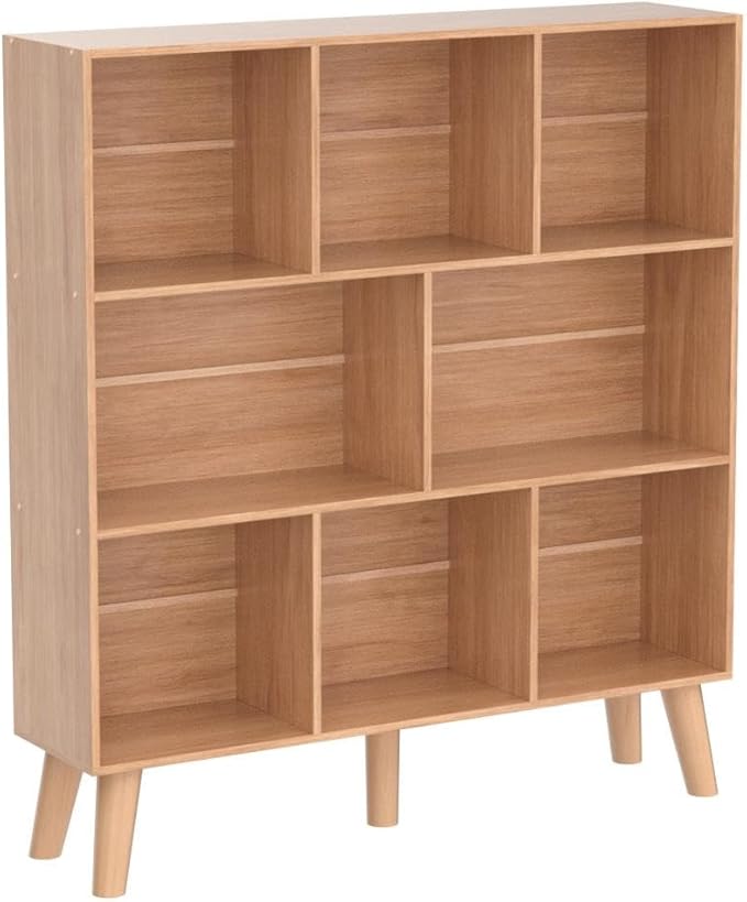 LEYAOYAO Wooden 8 Cube Book Shelf - Natural 3 Tier