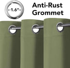 H.VERSAILTEX Blackout Curtains for Bedroom Thermal Insulated Room Darkening Living Room Curtains 72 Inch Long Grommet Privacy Protection Window Curtain Panels/Drapes for Nursery, 2 Panels, Sage