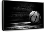 ElephantStock Basketball Wall Art - Horizontal Framed Canvas - 1-Piece Hallway Wall Decor - Photography sports Canvas Print - Black and Gray Decor for Wall - 40" X 27"