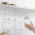 LINFIDITE 2 Pack Wine Glass Holder Stemware Rack Hanger Under Cabinet Wine Glass Rack Kitchen Hanging Storage Rack Organizer,White