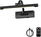 Battery Operated Picture Lights for Wall Black Art Light Wireless Gallery Lights with Timer and Remote 12 Inch 2W Warm White