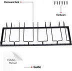 Wine Glass Rack - Under Cabinet Stemware Wine Glass Holder Glasses Storage Hanger 2 Pack Metal Organizer for Bar Kitchen 5 Rows Black
