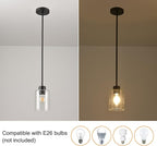 Black Pendant Lights Kitchen Island - Seeded Glass Pendant Light Fixture Multiple Stems Rods (3 Pack with Rod seeded Glass)