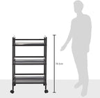 Amazon Basics 3-Tier Metal Rolling Cart, Black
