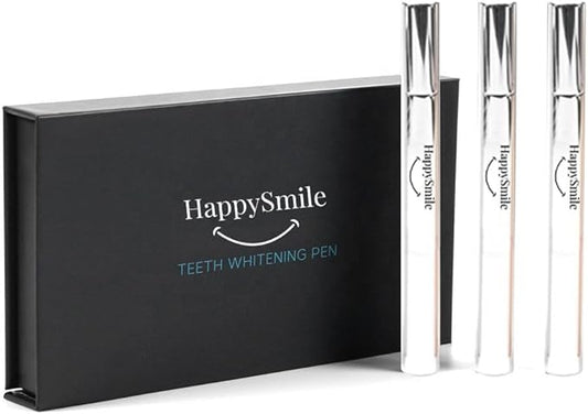HappySmile Premium Teeth Whitening Pen Set of 3 - Achieve a Brighter Smile, Easier Than Strips or Other Whitening Kits - Professional Results, Gentle on Sensitive Teeth