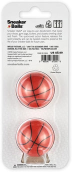 Sneaker Balls Odor-Fighting Shoe Fresheners, Eliminates Unpleasant Smells, Perfect For Sneakers, Gym Bags, Gear Bags, Drawers, Lockers, And More!, Basketball, 2 Pack