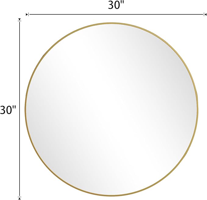 BEAUTYPEAK 30 Inch Round Mirror, Metal Frame Circle Mirror, Wall Mounted for Entryway, Bathroom, Vanity, Living Room, Gold
