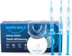 WHITE SMILE Teeth Whitening Kit, LED Light System, 35% Carbamide Peroxide 3 Gel Syringes, 10-Minute Treatment, Non-Sensitive Formula