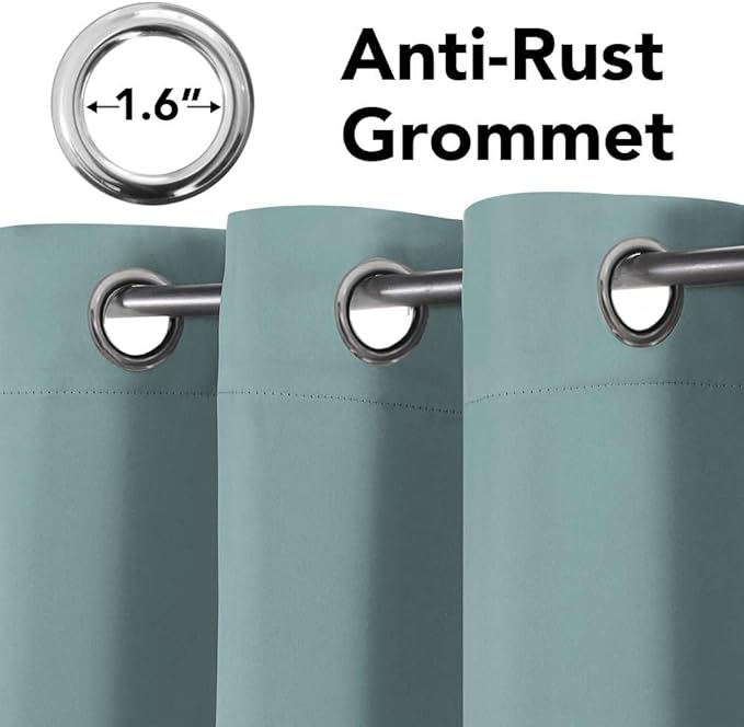 H.VERSAILTEX Premium Blackout Thermal Insulated Room Darkening Curtains for Bedroom/Living Room - Classic Grommet Top (2 Panels, Mineral Blue, 52 Inch by 96 Inch)