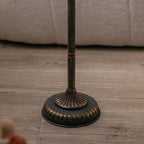 Vintage Floor Candelabra - 37.1" Tall Antique Gold Candle Holder with Glass Lantern, Rustic Gothic Metal Pillar Stand for Home Decor, Wedding & Event Centerpiece