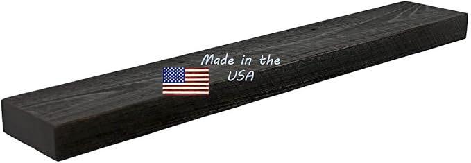 joelsantiques - 60 Inch Wooden Floating Shelves for Wall - 60x6x2 in - Made of Natural Wood - Long Heavy Duty Rustic Wall Shelves for Bedroom - Perfect for Living Room, Kitchen - Black