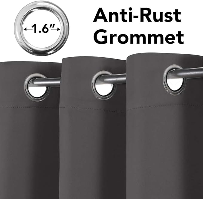 H.VERSAILTEX Blackout Curtains for Bedroom Thermal Insulated Room Darkening Living Room Curtains 84 Inch Long Grommet Privacy Protection Window Curtain Panels/Drapes, 2 Panels, Charcoal Grey