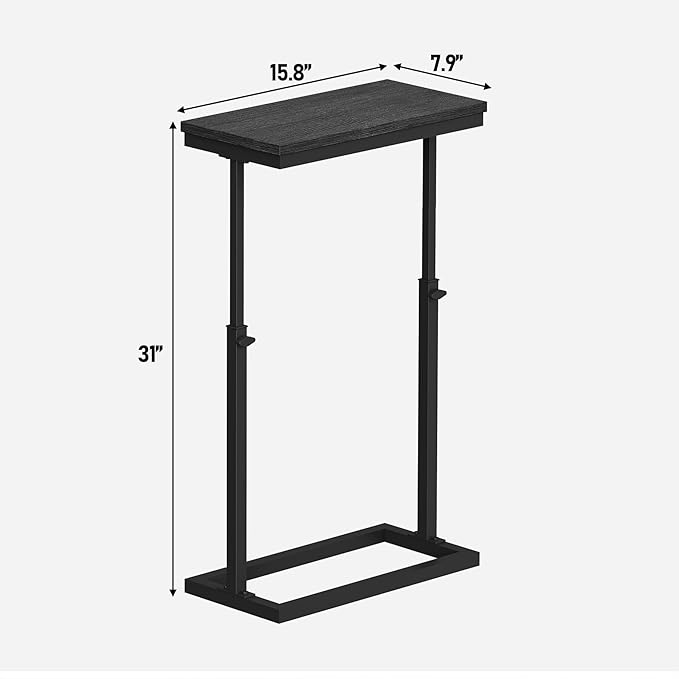 TUTOTAK End Table, Side Table, Tall Couch Table, Sofa Table, Living Room, Bedroom, Black TB01BK0832