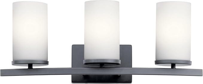 KICHLER 45497BK Crosby Vanity, 3-Light 300 Total Watts, Black