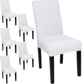 JQinHome 6 Pcs Dining Chair Slipcover,High Stretch Removable Washable Chair Seat Protector Cover for Home Party Hotel Wedding Ceremony (White)