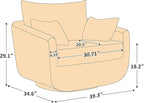 360° Swivel Accent Armchair, 39.3" Oversized, Sherpa Boucle Fabric Sofa Chair with Removable Back & Arm Pillows, Swivel Chair with Cozy Soft Padded, No Assembly Required (1, Cream White)