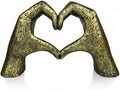 Top Brass Large Rustic Heart Hands Sculpture, 9 3/4” Resin Love Statue – Romantic Decor Accent for Shelf or Mantel – Perfect for Wedding, Valentine's Day or Anniversary (Weathered Bronze)