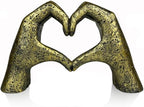 Top Brass Large Rustic Heart Hands Sculpture, 9 3/4” Resin Love Statue – Romantic Decor Accent for Shelf or Mantel – Perfect for Wedding, Valentine's Day or Anniversary (Weathered Bronze)