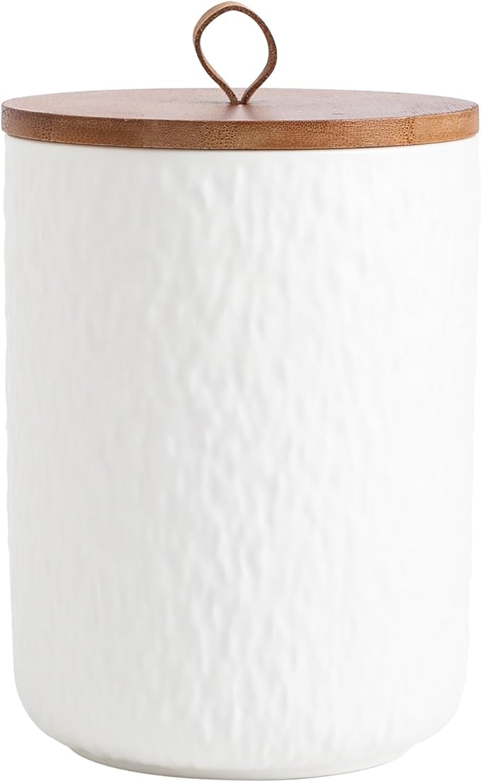 Kitchen Canisters for Countertop, Ceramic Coffee Canisters with Airtight Lids Food Storage Jars Sugar Container for Kitchen Counter Tea, Coffee Beans, Spice (#001White-44oz/1300ml)