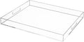 Clear Rectangular 16x20 Inches Acrylic Ottoman Tray Decorative Serving Tray with Cutout Handles Organizer Tray on Coffee Table Countertop Big Breakfast Bed Tray Living Room Appetizer Serving Food