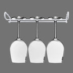 White 4 Wine Glass Rack Under Cabinet Shelf 10 Inch Stemware Storage Hanging Hanger Organizer Glasses Holder with Drying Under Counter Metal for Kitchen and Bar