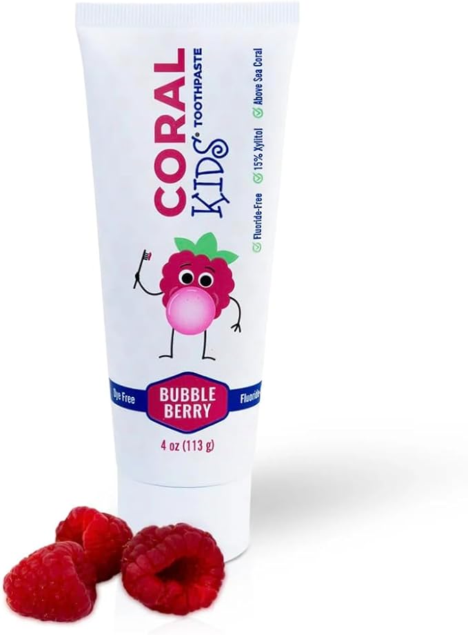 Coral White Kids Bubble Berry Fluoride Free Toothpaste - 4 Ounces (1 Pack)