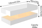 Uspeedy 47.3IN High Glossy LED Coffee Table,APP LED Lights,Black/White, Modern Furniture for Living Room (White)
