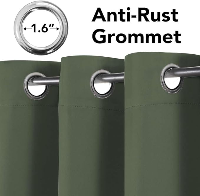H.VERSAILTEX Window Treatment Blackout Thermal Insulated Room Darkening Solid Grommet Curtains/Drapes for Bedroom (Set of 2 Panels,52 by 63 Inch Long, Bronze Green)