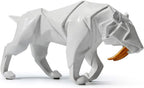 HAUCOZE Dinosaur Statue Arts Animal Figurine Modern Decor Leopard Sculpture Polyresin White 9.8inch