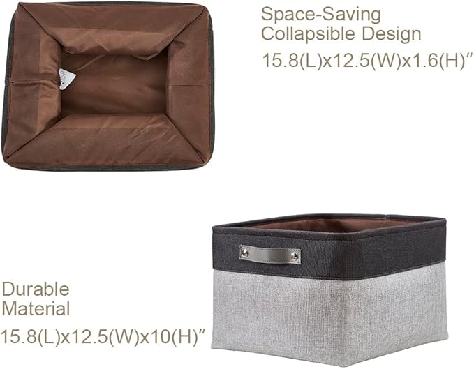 DECOMOMO Storage Baskets for Shelves - Fabric Closet Organizers and Storage Bins, Perfect Baskets for Organizing Closet Toys Nursery (Grey and Black, XL - 3 Pack)